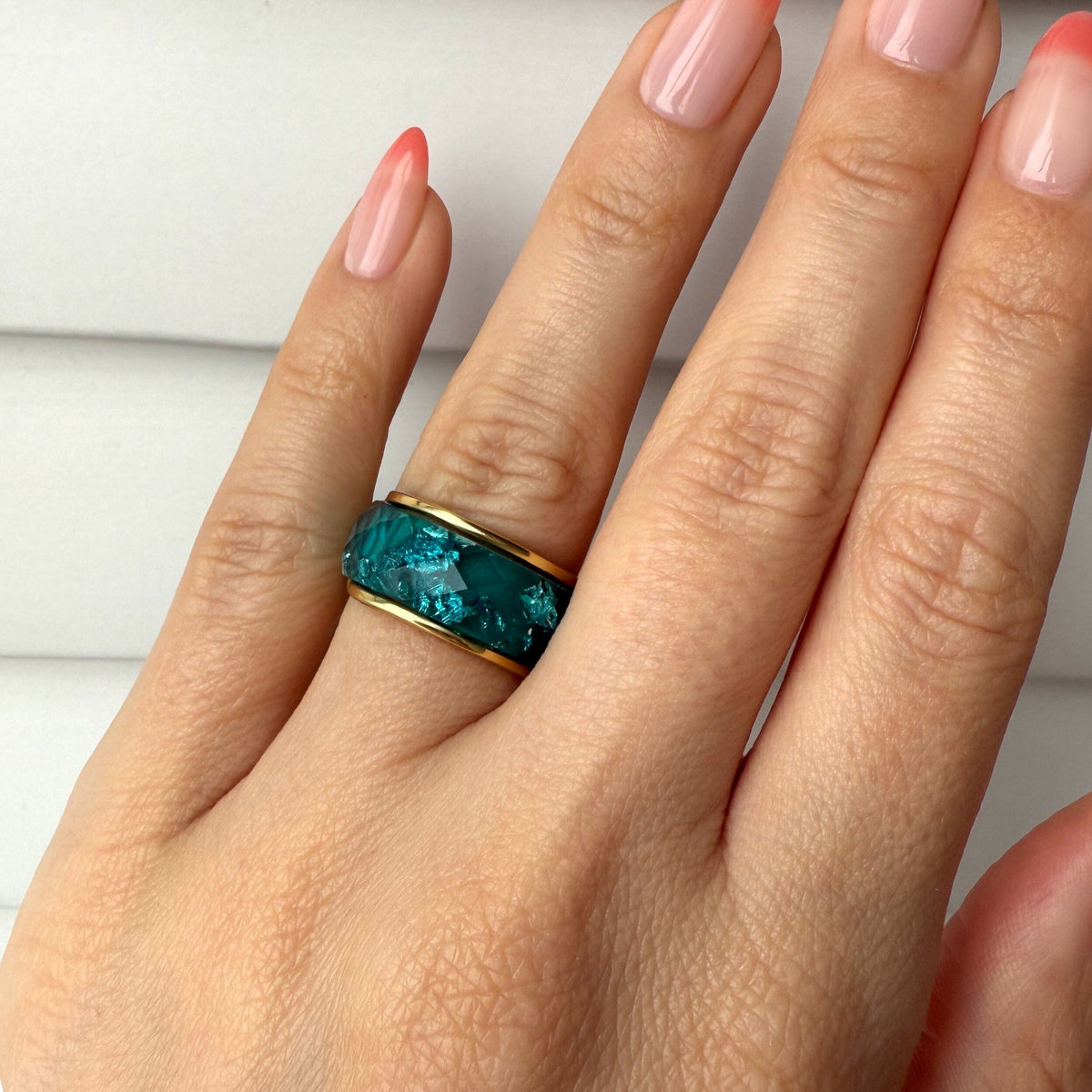 2-in-1 Resin Ring - Ocean Blue