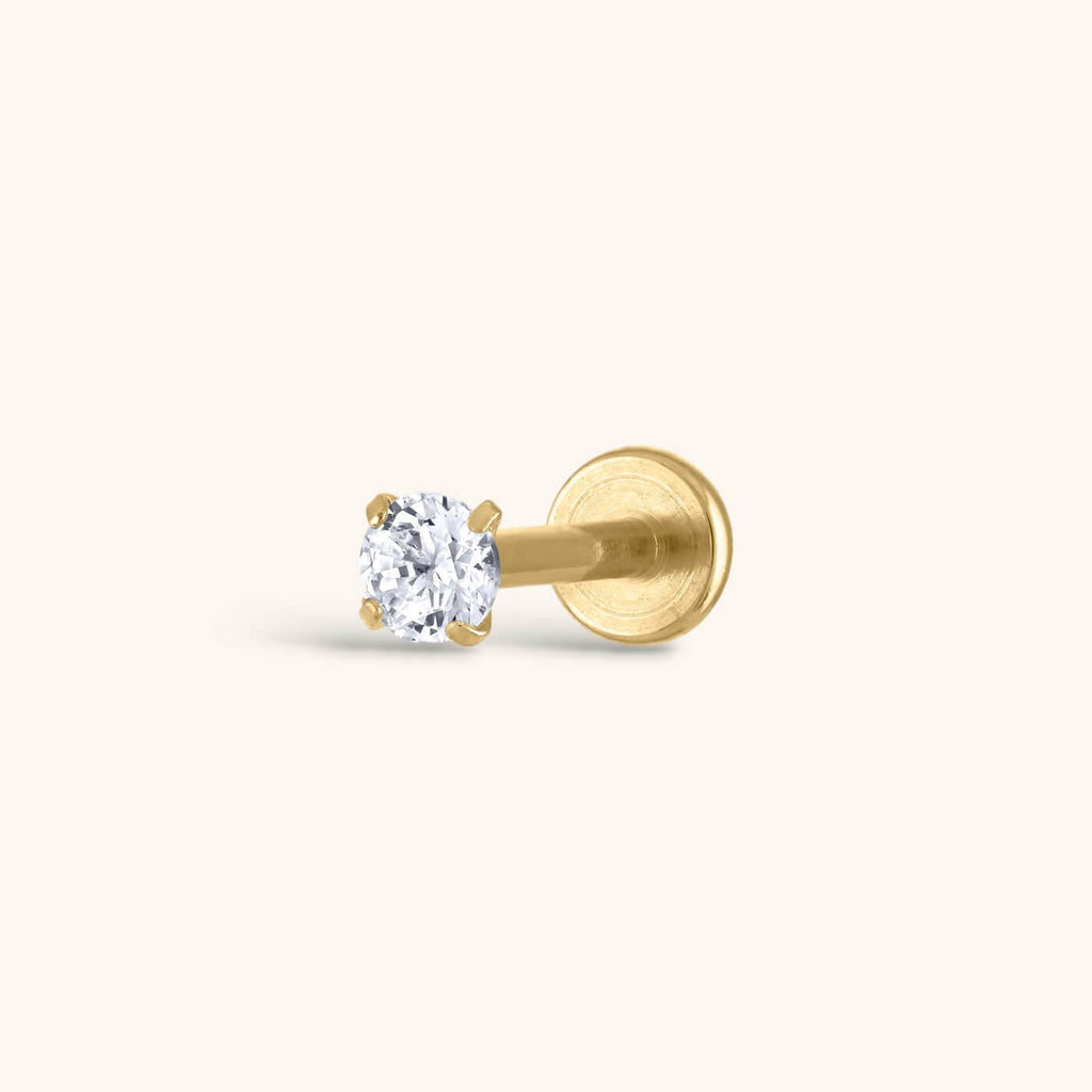 Celestial Crystal Solitaire Threaded Flat Back Earring