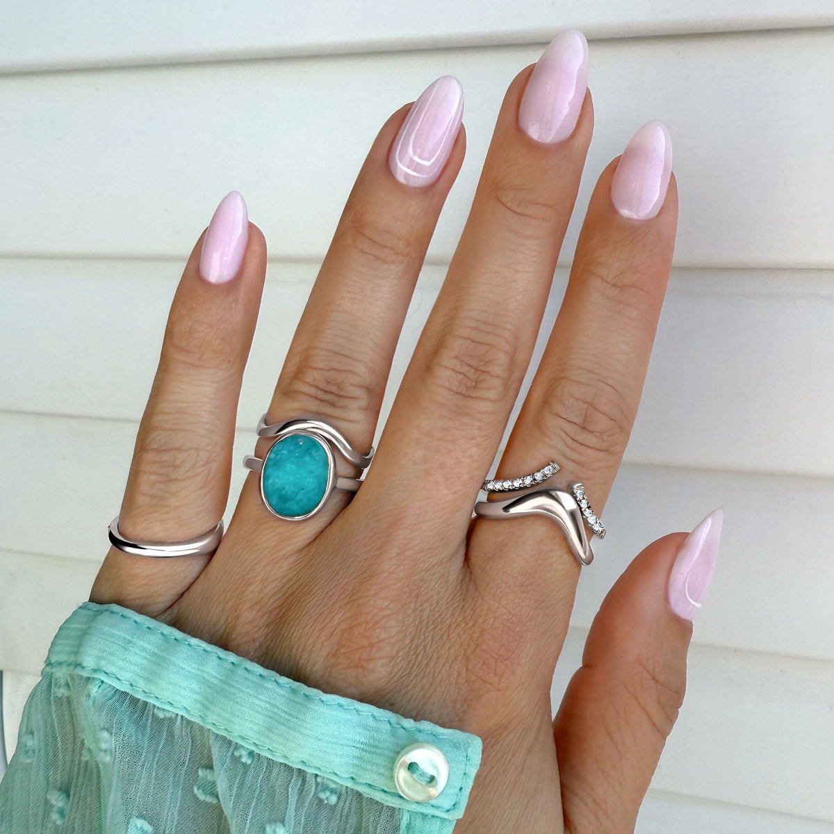 Enfolded Amazonite & Infinite & Waves Rings