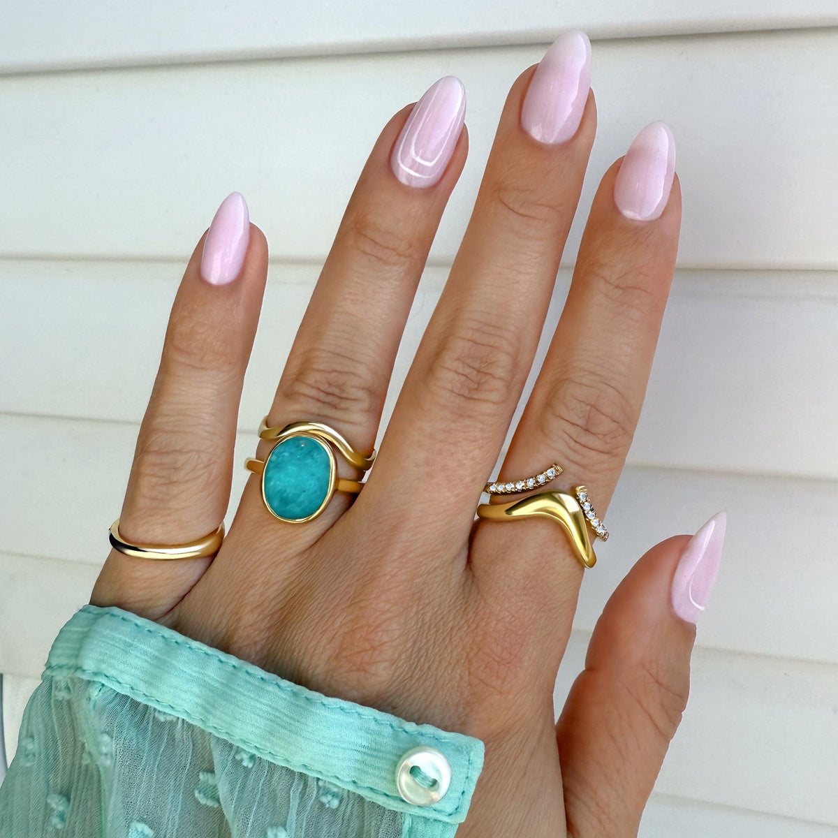 Enfolded Amazonite & Infinite & Waves Rings