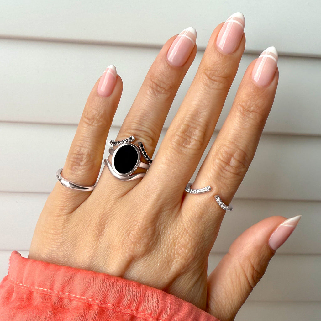 Black Onyx Enfolded & Infinite Rings