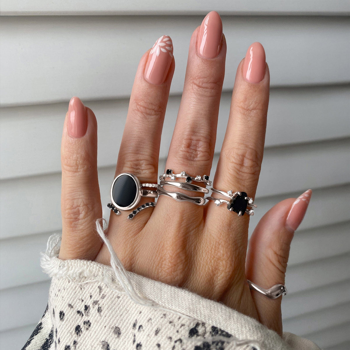 Black Obsidian Flow & Stardust & Waves Rings