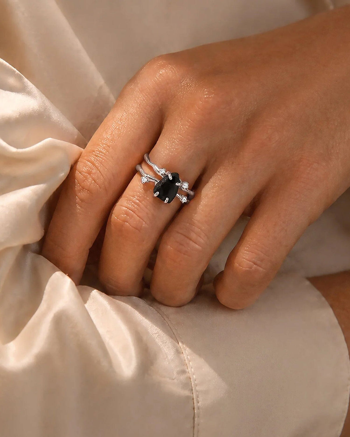 Black Obsidian Ring - Flow