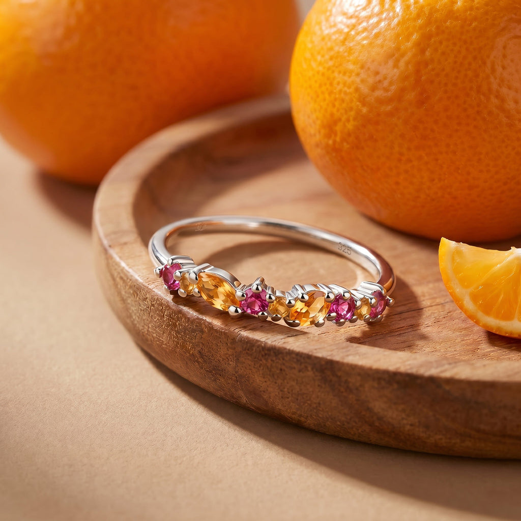 Citrine Pink Topaz Ring - Grace