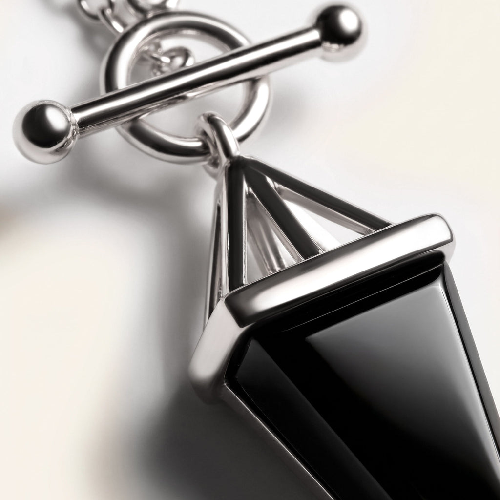 Black Obsidian Heroine & Raw Crystal T-Lock & Widelink Necklaces