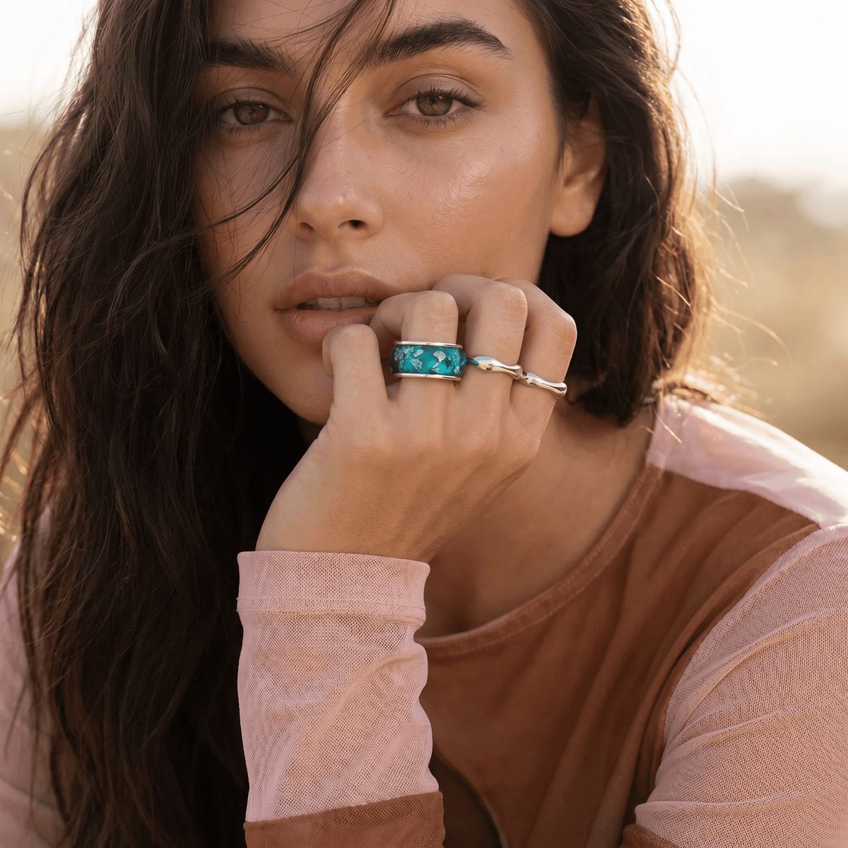 2-in-1 Resin Ring - Ocean Blue