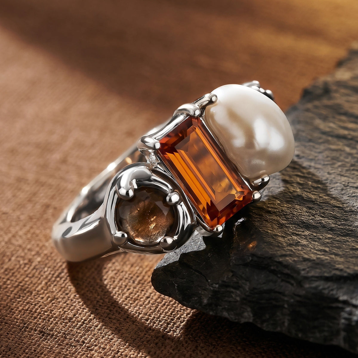 Citrine Pearl Ring - Treasure