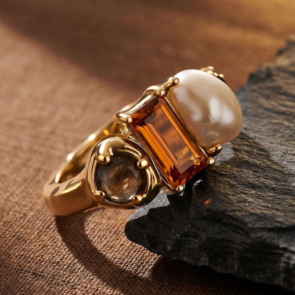 Citrine Pearl Ring - Treasure