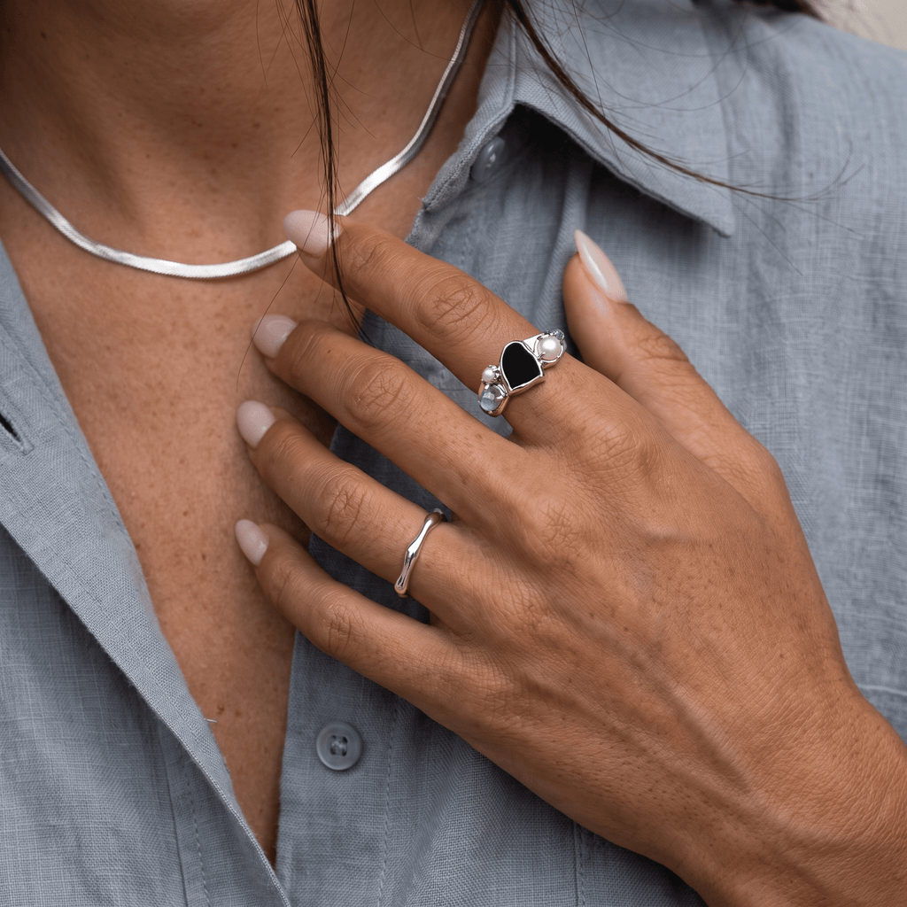 Black Obsidian Heirloom & Magma Rings