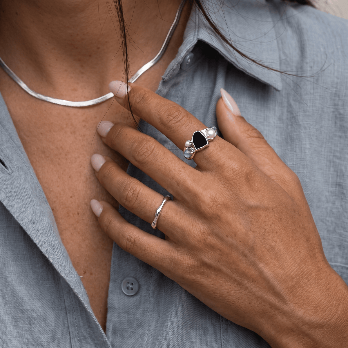 Black Obsidian Heirloom & Magma Rings