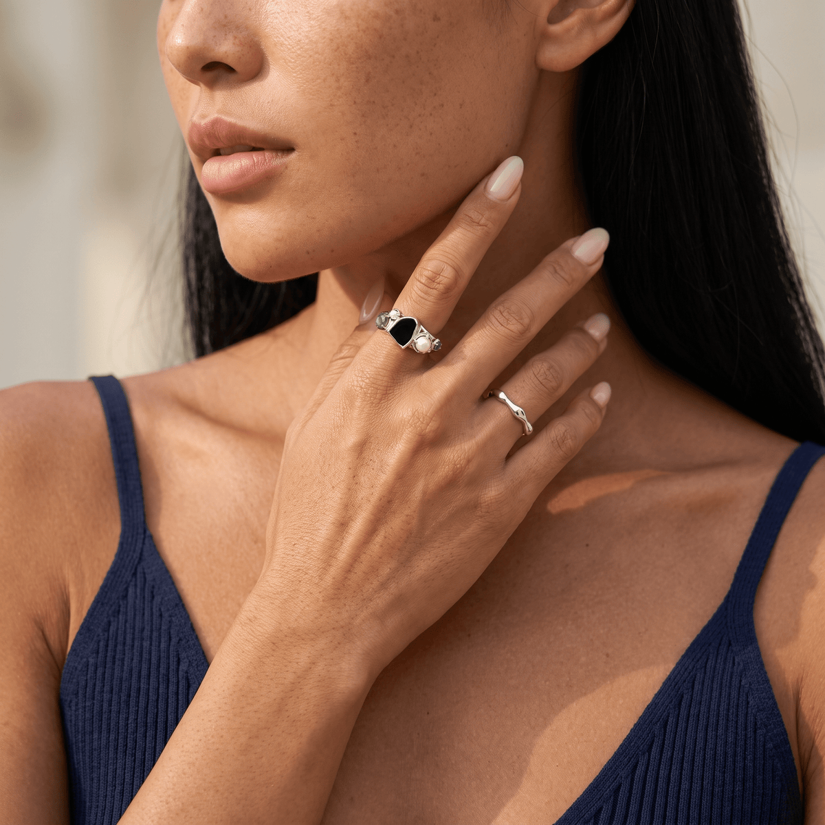 Black Obsidian Pearl Ring - Heirloom