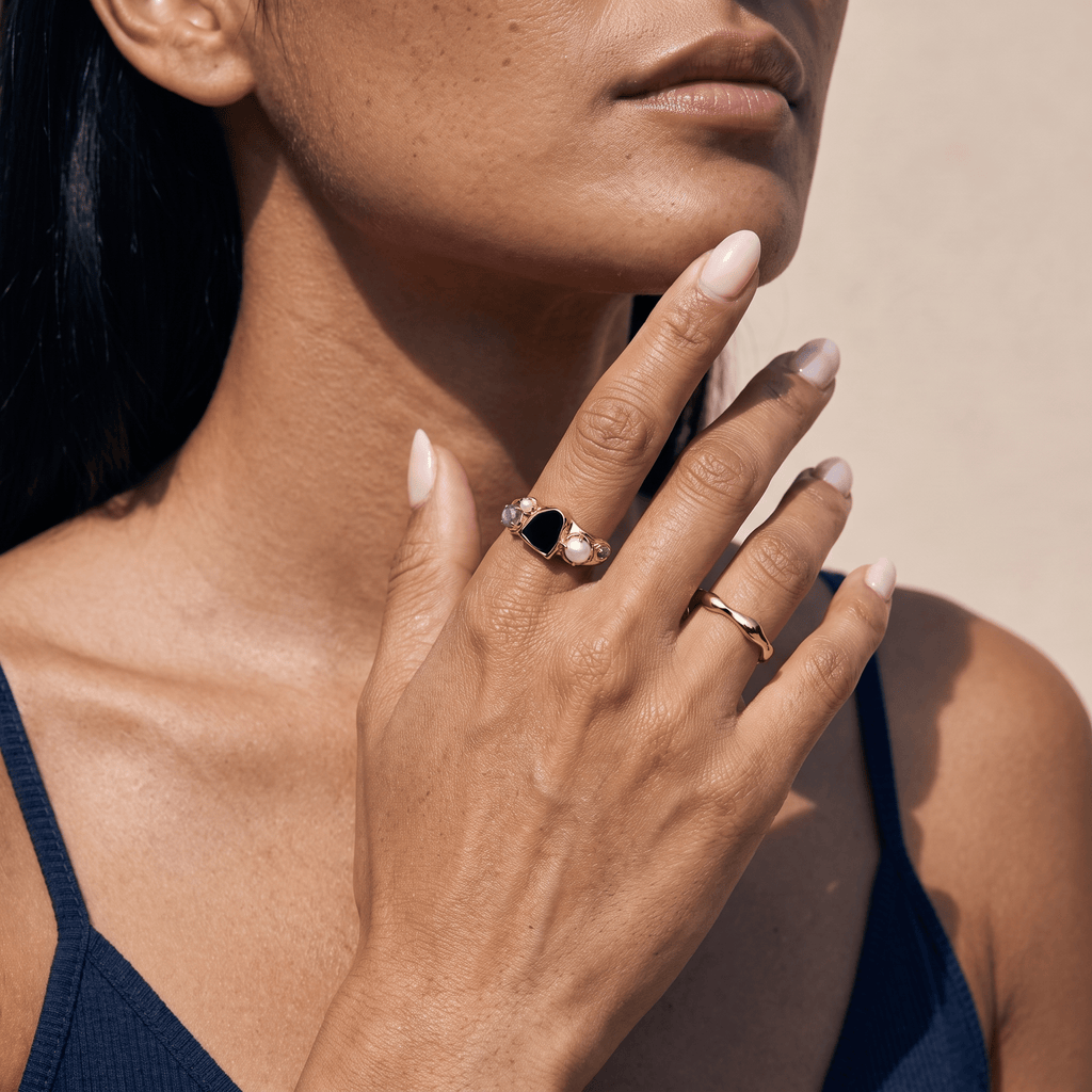 Black Obsidian Heirloom & Magma Rings