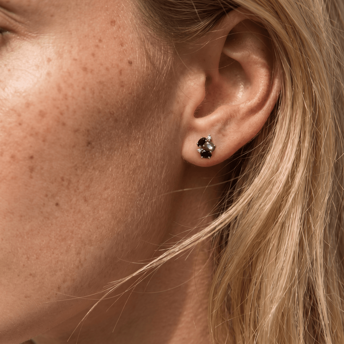 Black Obsidian Labradorite Earrings - Orion