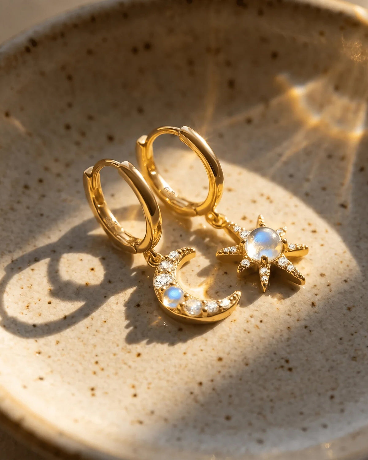 Moonstone Earrings - Celestial Being Hoops