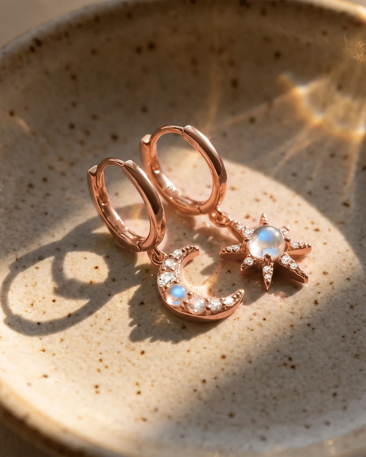 Moonstone Earrings - Celestial Being Hoops