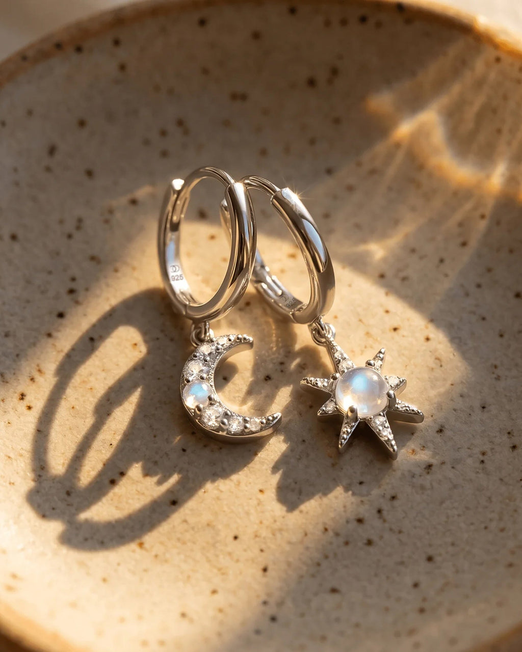 Moonstone Earrings - Celestial Being Hoops