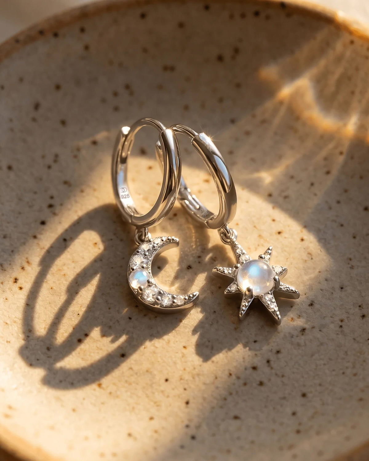 Moonstone Earrings - Celestial Being Hoops