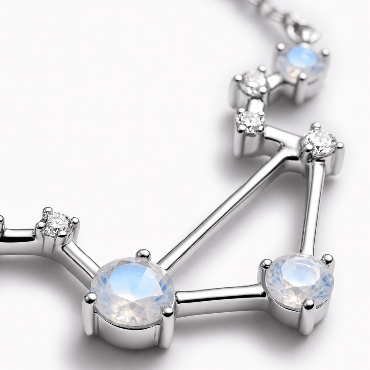 Fine Moonstone Lab Diamond Necklace - Libra Zodiac Constellation