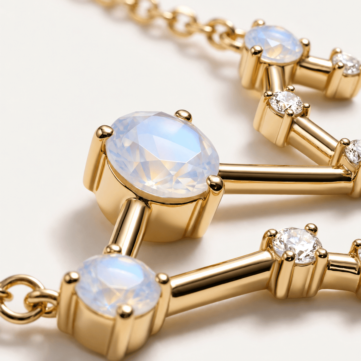Moonstone Necklace - Leo Zodiac Constellation