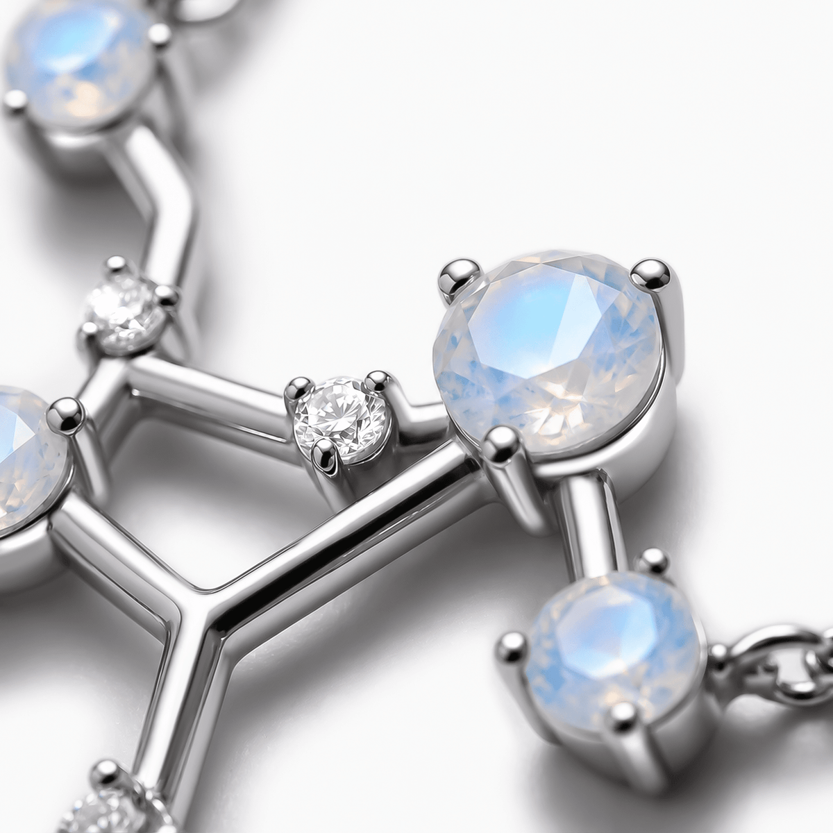 Moonstone Necklace - Virgo Zodiac Constellation