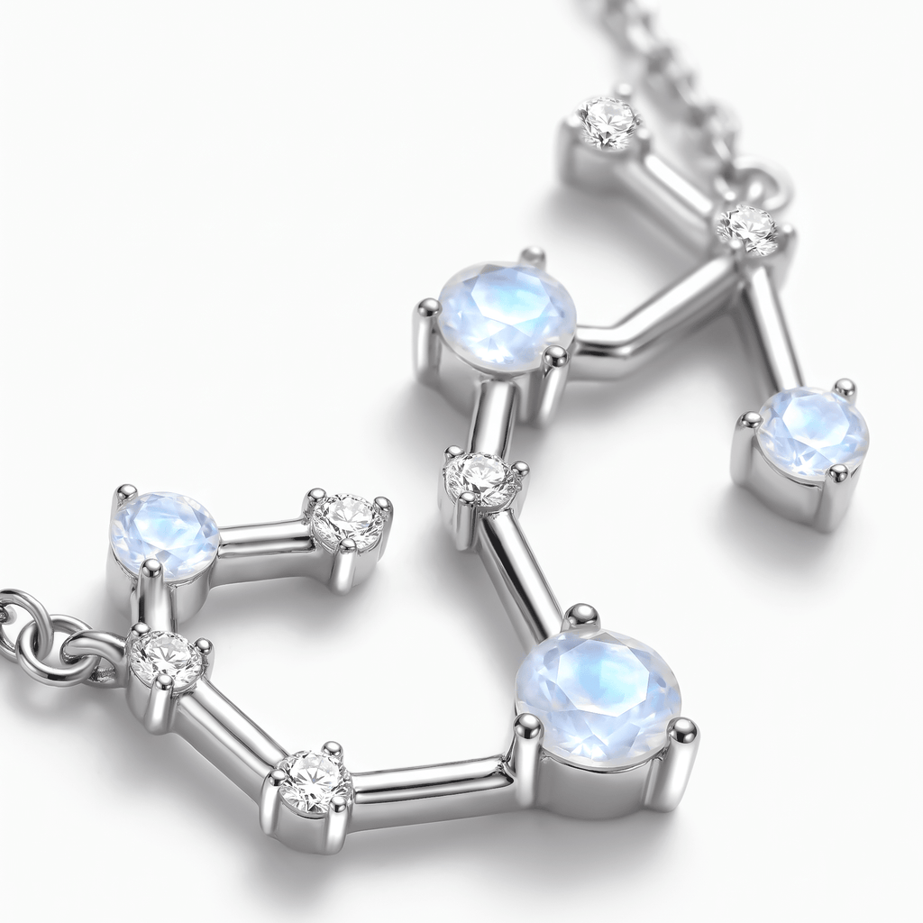 Moonstone Diamond Necklace - Scorpio Zodiac Constellation