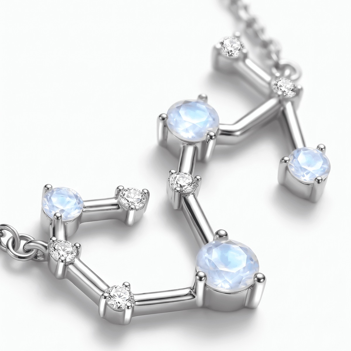 Fine Moonstone Lab Diamond Necklace - Scorpio Zodiac Constellation