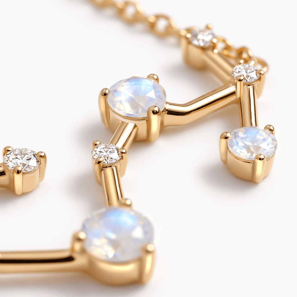 Fine Moonstone Lab Diamond Necklace - Scorpio Zodiac Constellation