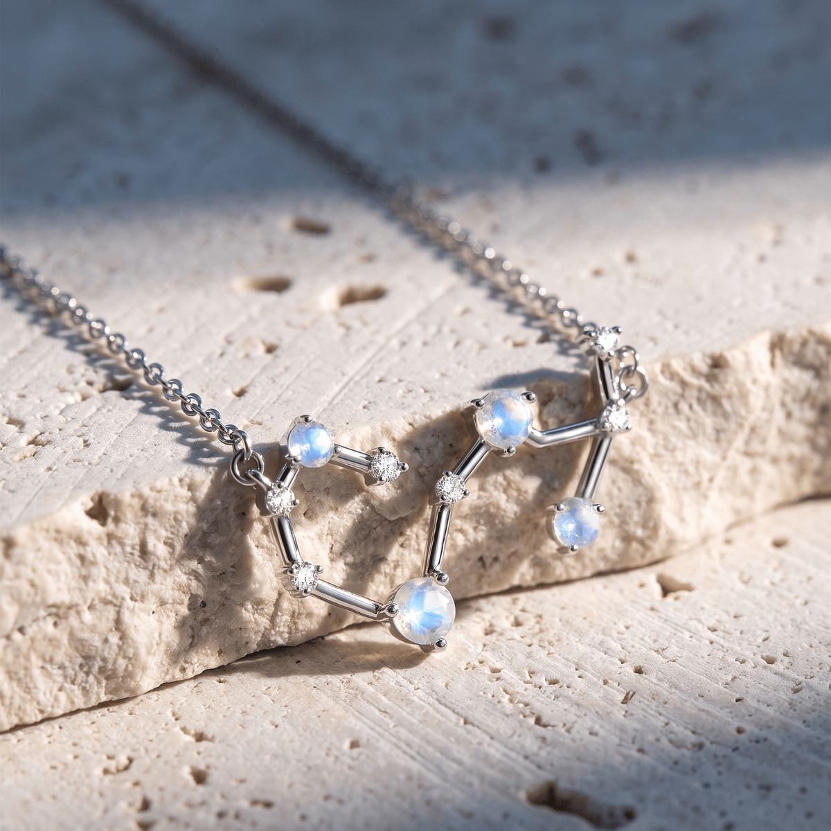 Moonstone Diamond Necklace - Scorpio Zodiac Constellation