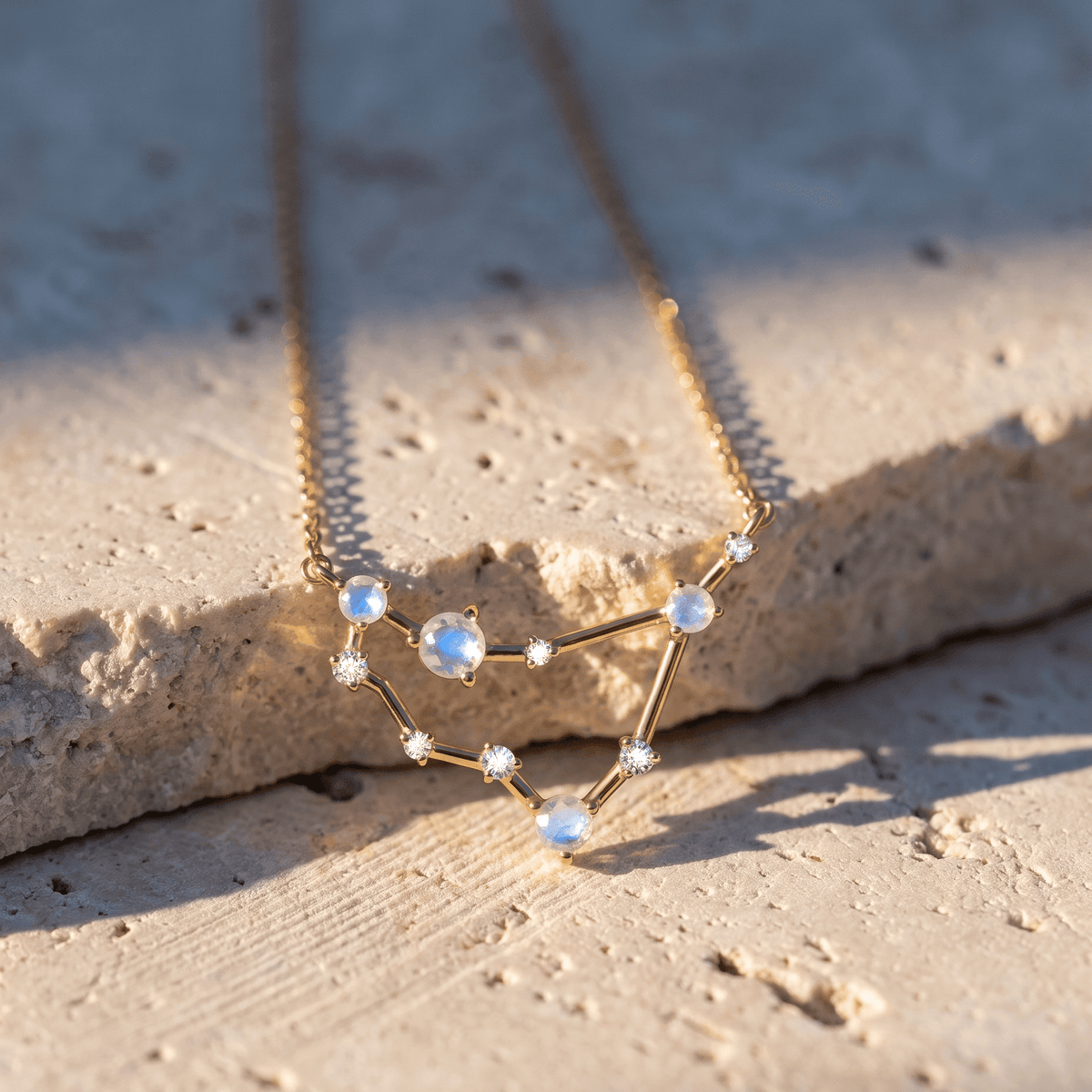 Moonstone Necklace - Capricorn Zodiac Constellation