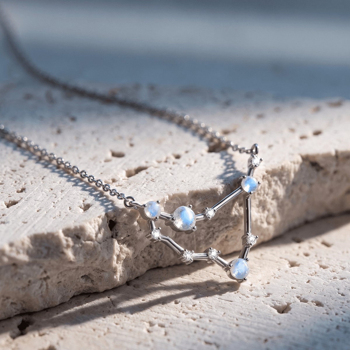 Moonstone Necklace - Capricorn Zodiac Constellation