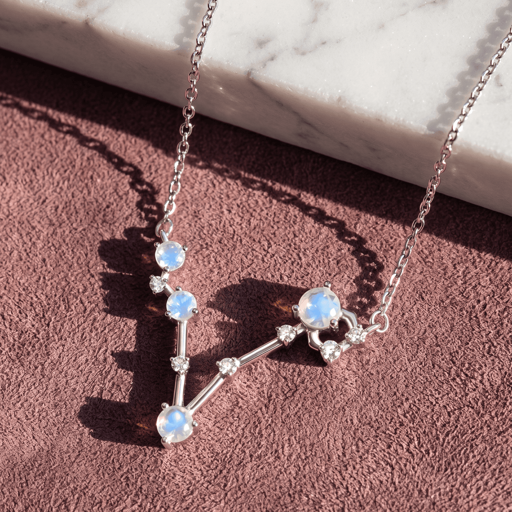 Moonstone Necklace - Pisces Zodiac Constellation