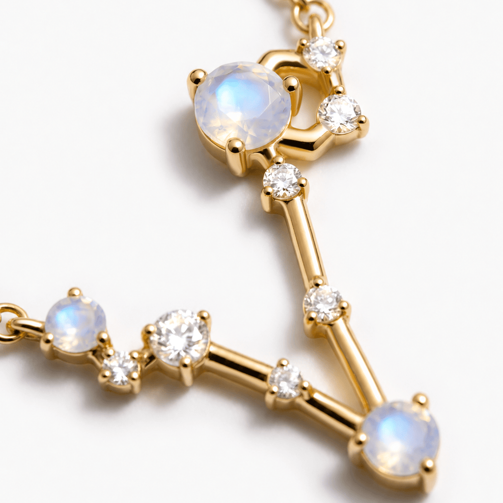 Moonstone Necklace - Pisces Zodiac Constellation