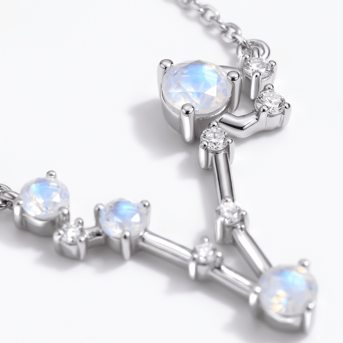 Moonstone Diamond Necklace - Pisces Zodiac Constellation