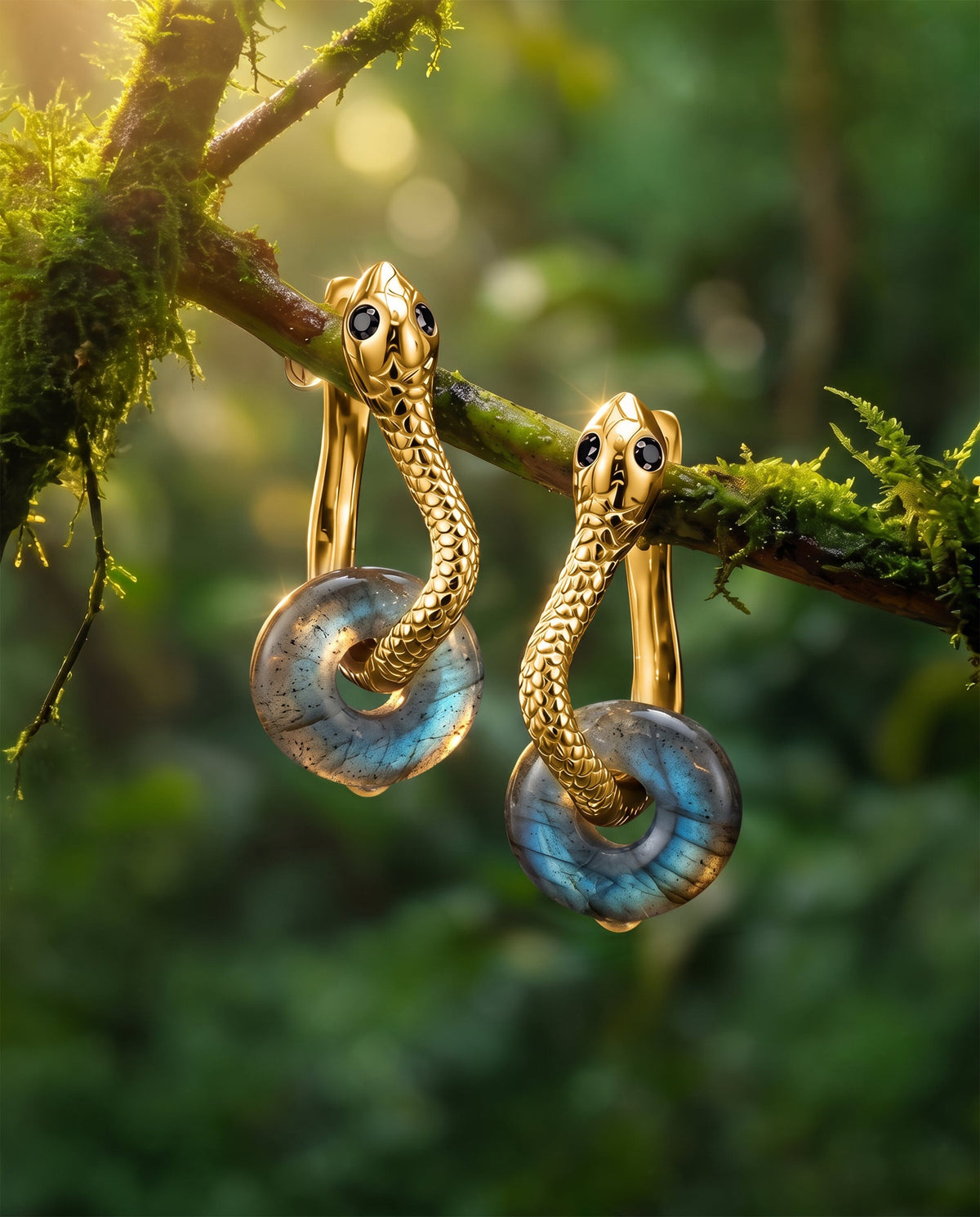 Labradorite Earrings - Serpent