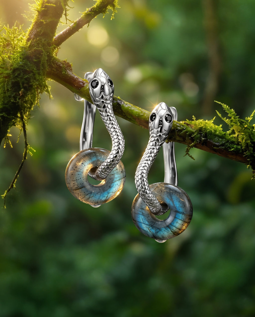 Labradorite Earrings - Serpent