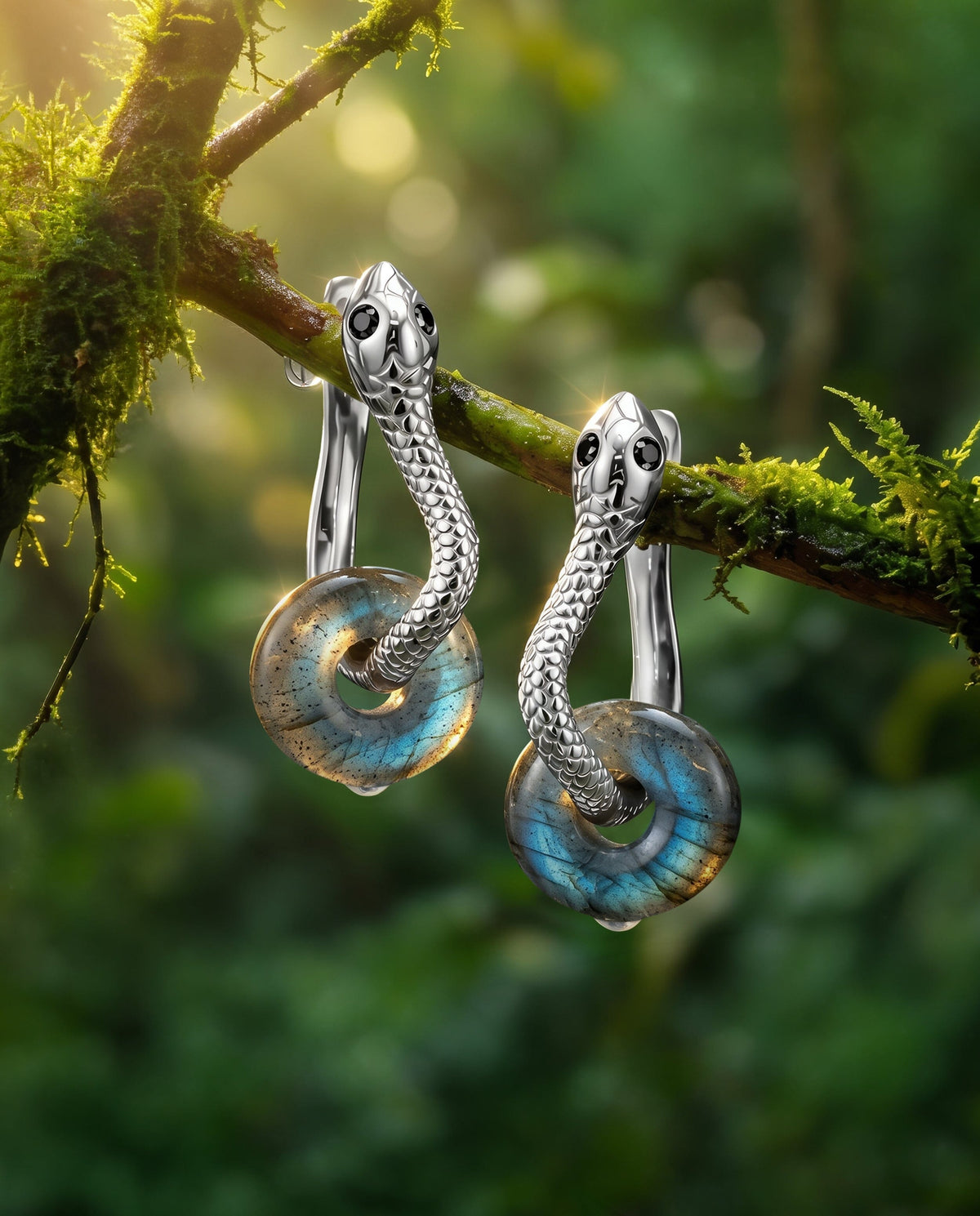 Labradorite Earrings - Serpent