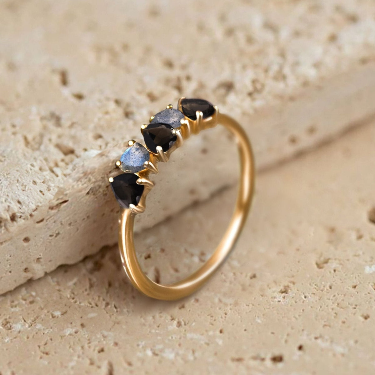 Black Obsidian Labradorite Ring - Crush