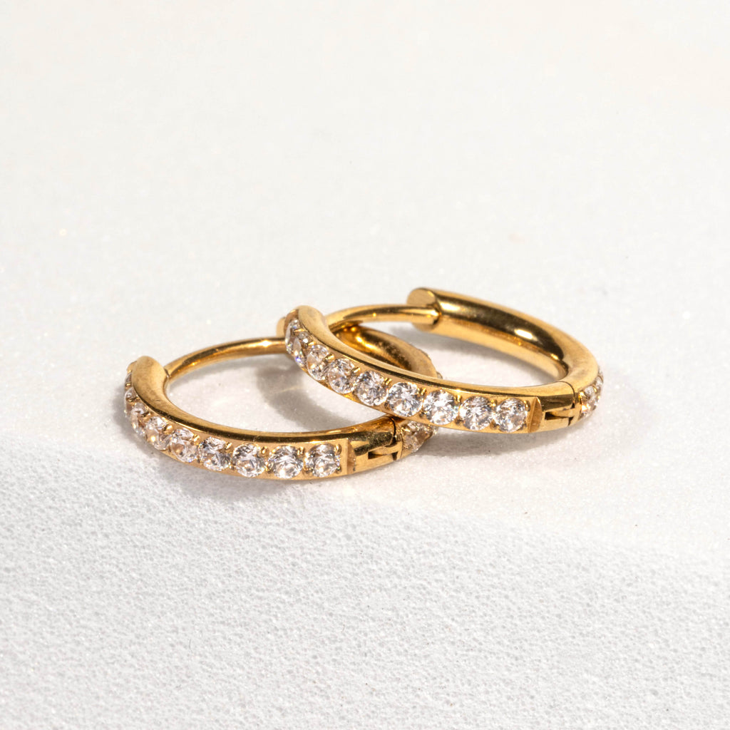 Pavé Huggie Hoops, 11mm