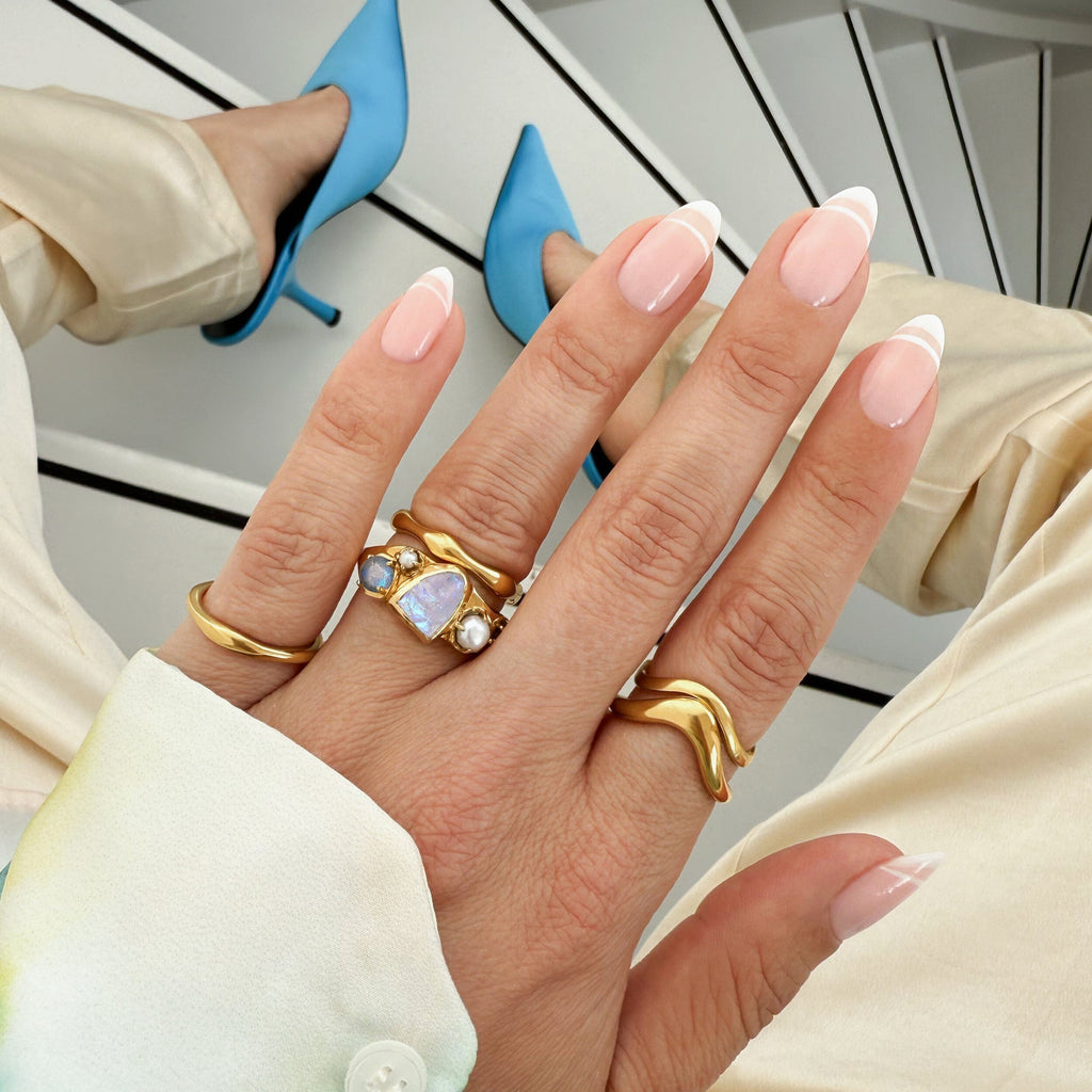 Moonstone Heirloom & Magma & Waves Rings