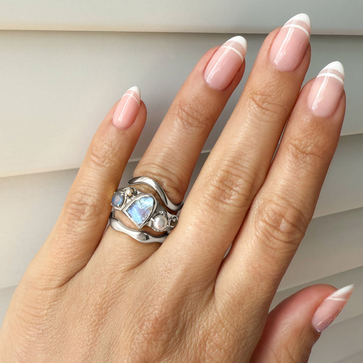 Moonstone Heirloom & Magma & Waves Rings