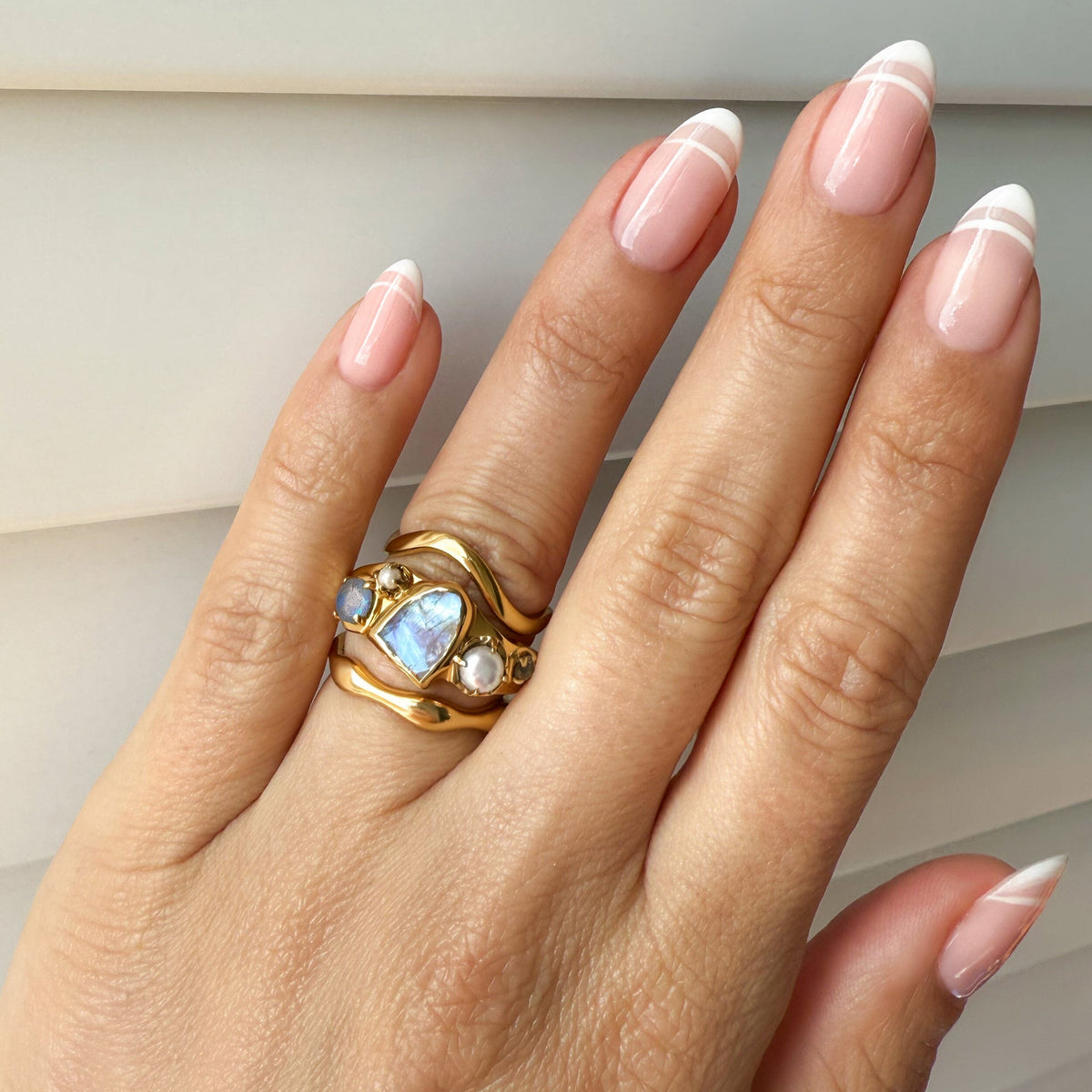 Moonstone Heirloom & Magma & Waves Rings