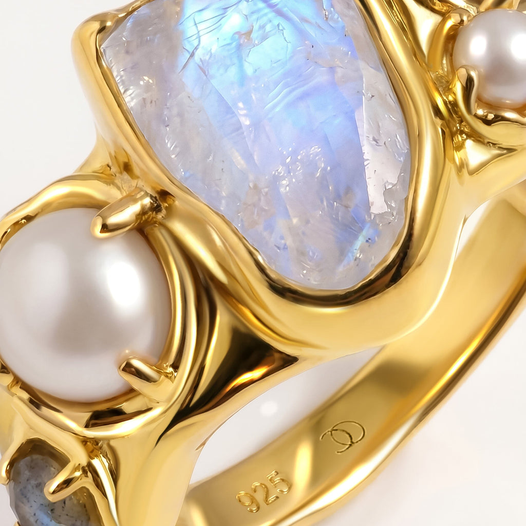 Moonstone Heirloom & Magma & Waves Rings