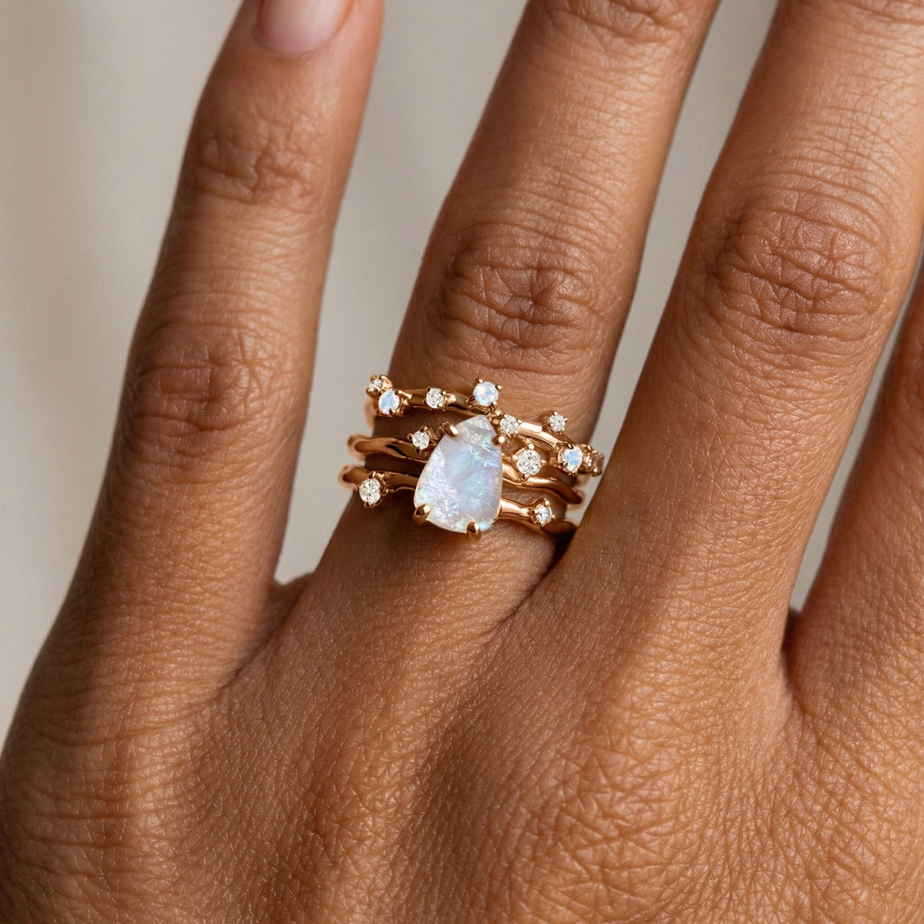 Moonstone Lab Diamond Flow & Stardust Rings