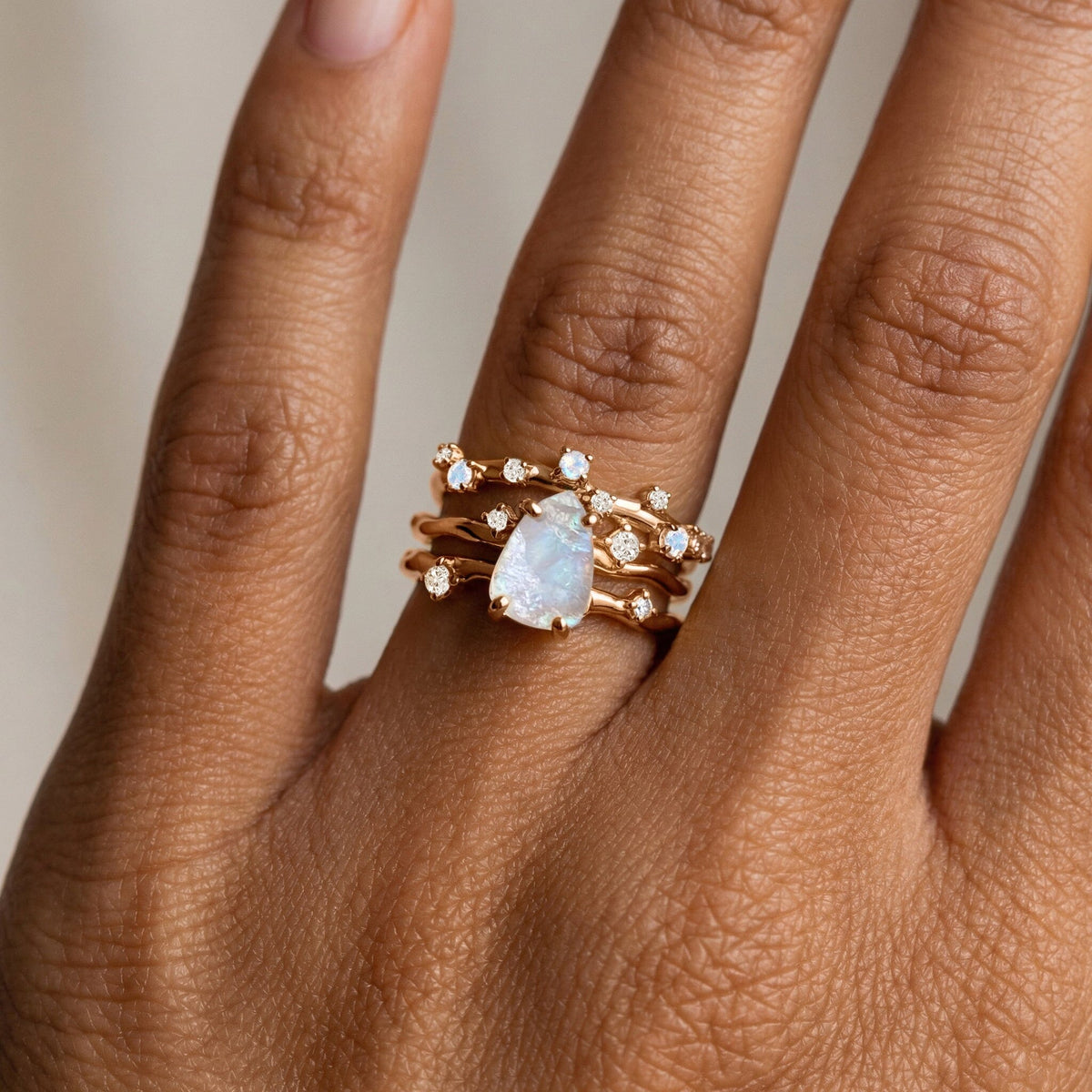 Moonstone Lab Diamond Flow & Stardust Rings