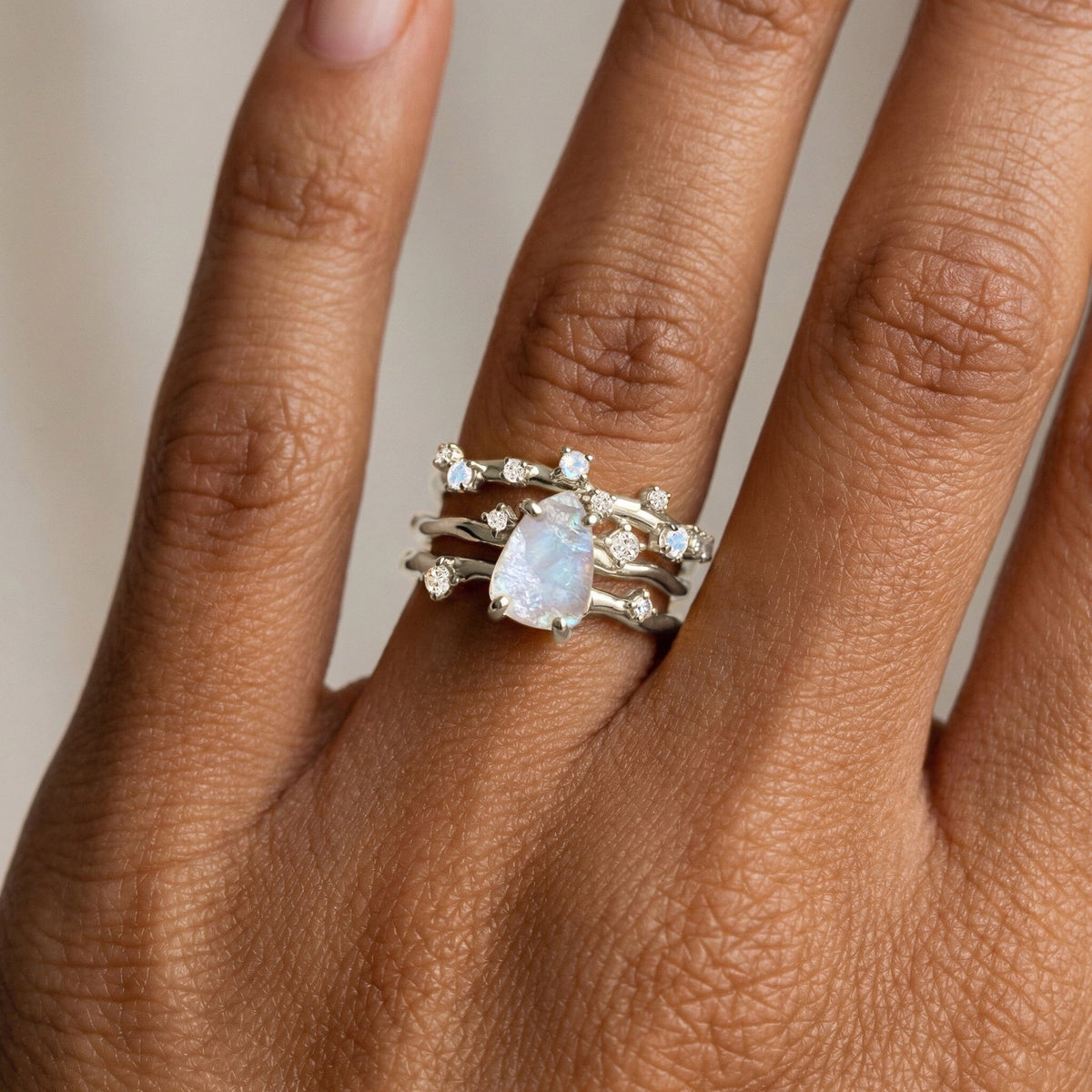 Moonstone Lab Diamond Flow & Stardust Rings