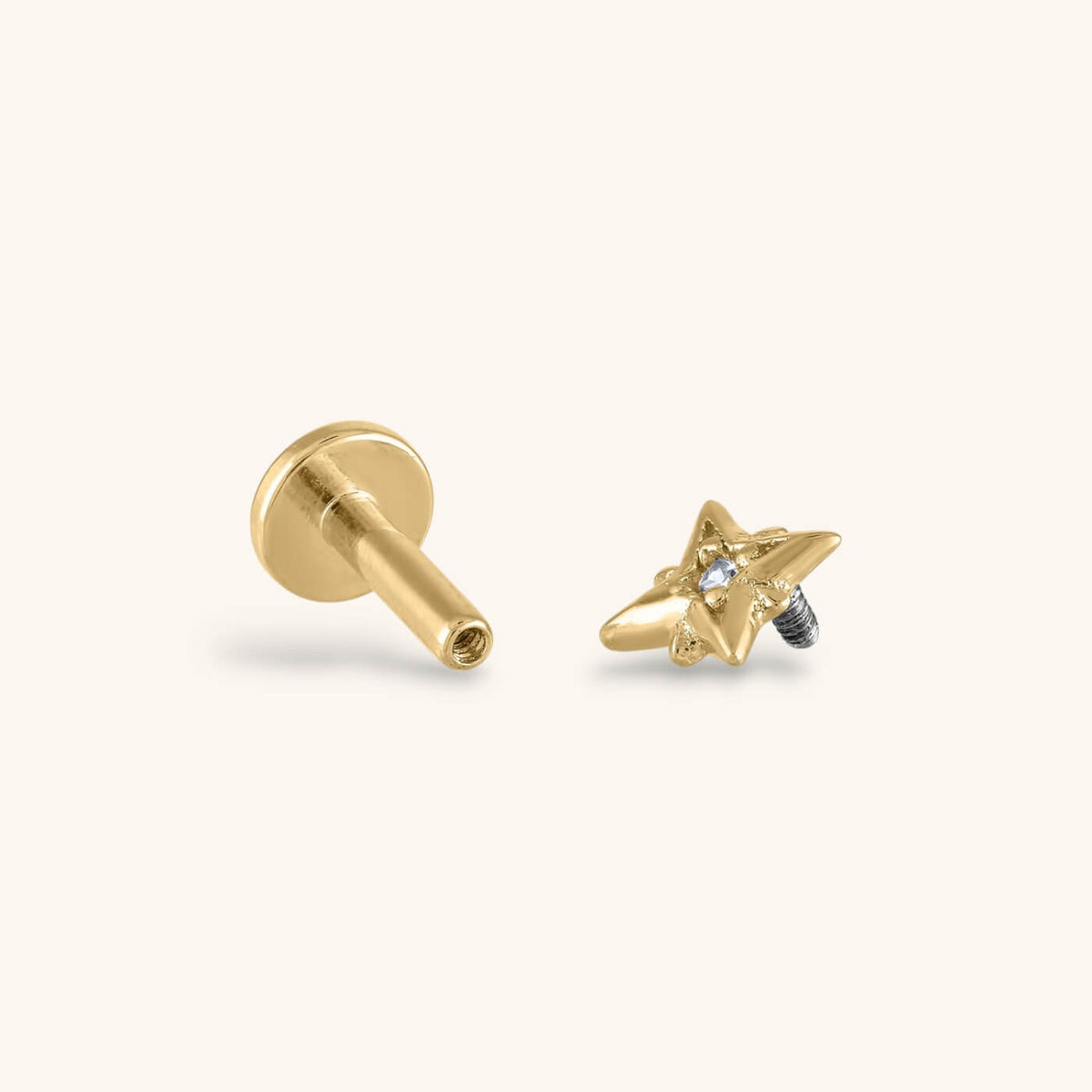 North Star Threaded Flat Back Earring