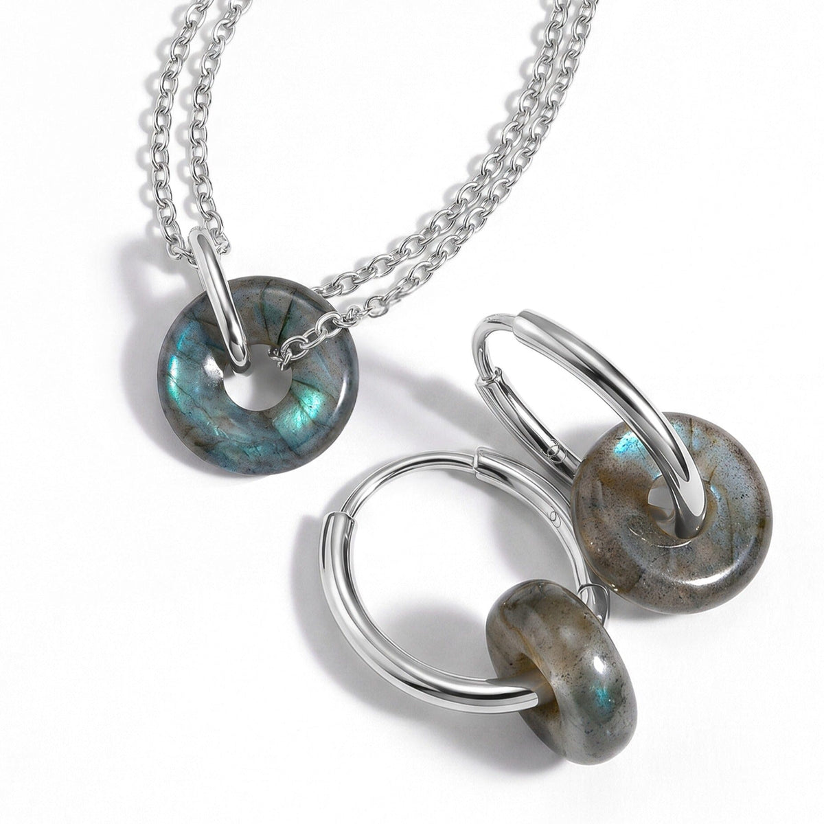 Labradorite Necklace & Hoops - Ora
