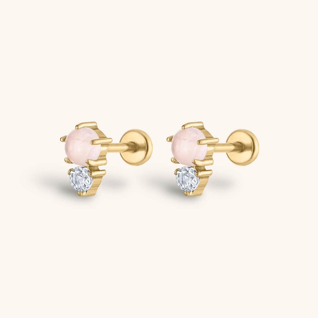 Pink Quartz and White Topaz Nap Earrings