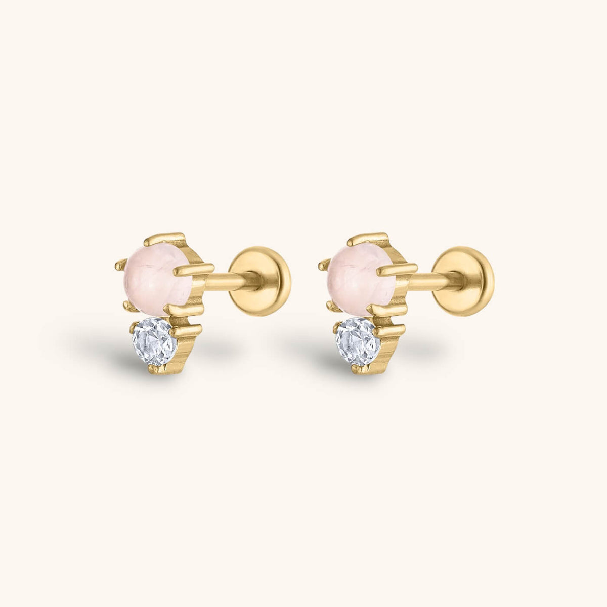 Pink Quartz and White Topaz Nap Earrings
