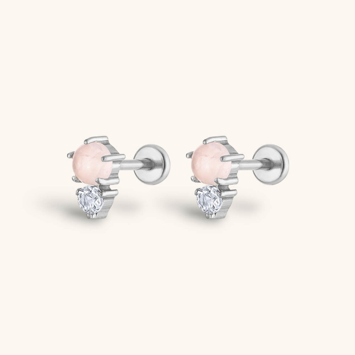 Pink Quartz and White Topaz Nap Earrings